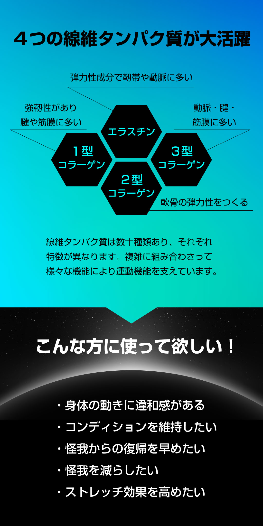 ４つの線維タンパク質-こんな方に使って欲しい
