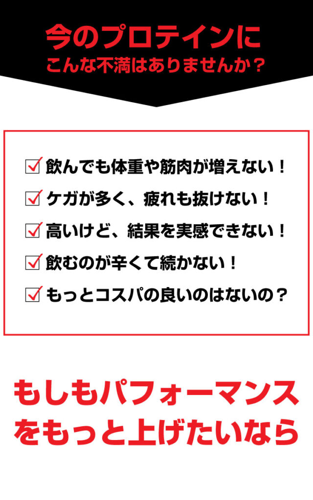 今のプロテインにこんな不満はありませんか？