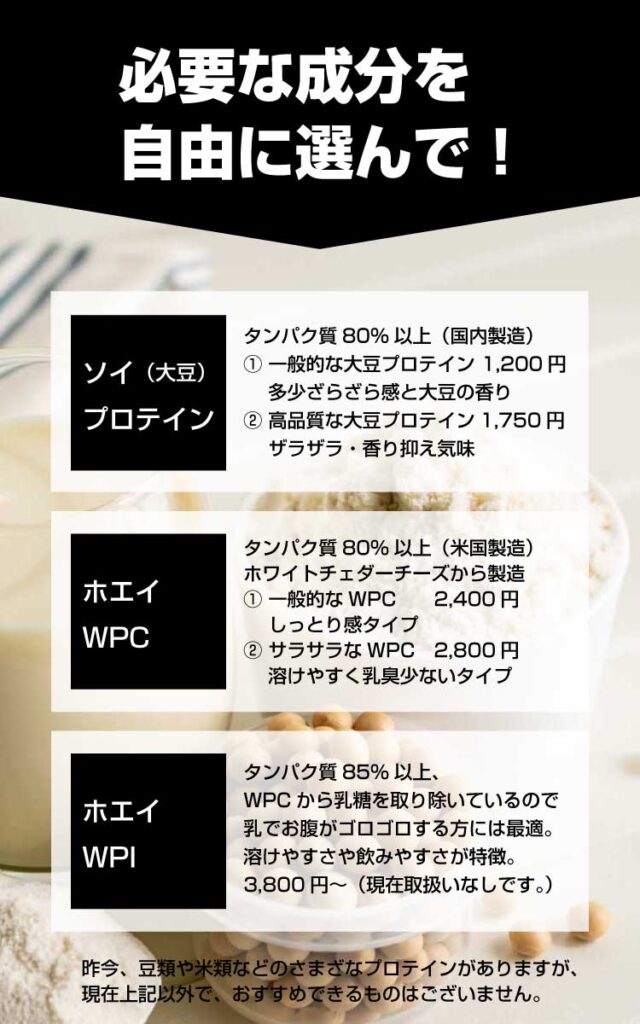 必要な成分を自由に選べるコブラプロテイン